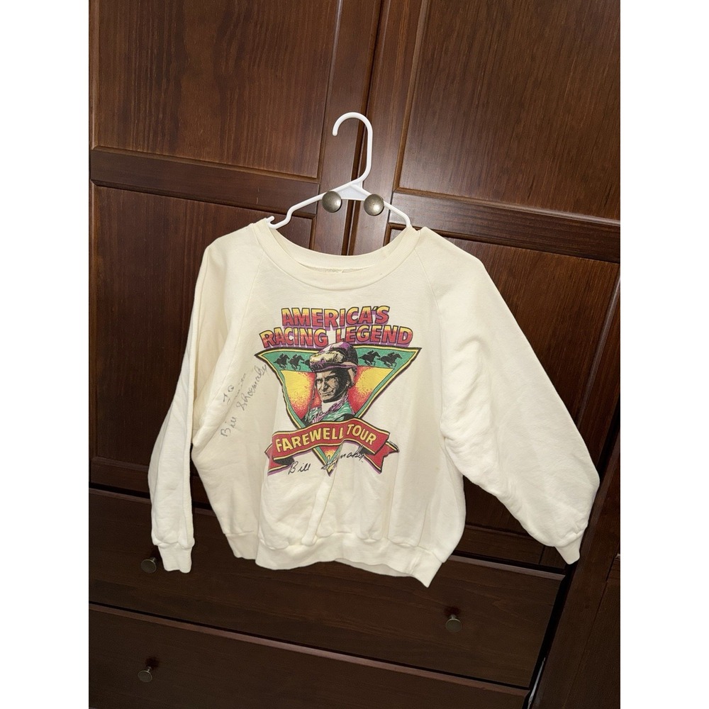 Bill Shoemaker Jockey Horse Racing Legend Vtg Crewneck Sweatshirt Size S Signed